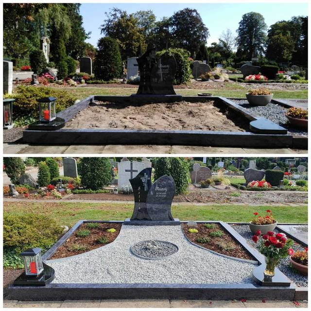 Grabstätten vor und nach der Pflege